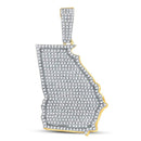 10kt Yellow Gold Mens Diamond State of Georgia Charm Pendant 3/4 Cttw-Gold & Diamond Men Charms & Pendants-JadeMoghul Inc.