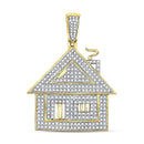 10kt Yellow Gold Mens Diamond Trap House Charm Pendant 3/4 Cttw-Gold & Diamond Men Charms & Pendants-JadeMoghul Inc.