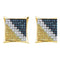 10kt Yellow Gold Men's Round Blue Color Enhanced Diamond Square Kite Cluster Earrings 1-4 Cttw - FREE Shipping (USA/CAN)-Gold & Diamond Men Earrings-JadeMoghul Inc.