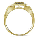 10kt Yellow Gold Men's Round Cognac-brown Black Color Enhanced Diamond Square Cluster Band Ring 3/8 Cttw - FREE Shipping (US/CAN)-Gold & Diamond Men Rings-5-JadeMoghul Inc.
