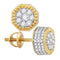 10kt Yellow Gold Mens Round Diamond 3D Milgrain Hexagon Cluster Stud Earrings 3-4 Cttw-Gold & Diamond Men Earrings-JadeMoghul Inc.