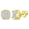 10kt Yellow Gold Mens Round Diamond Cluster Stud Earrings 1-5 Cttw - FREE Shipping (US/CAN)-Gold & Diamond Men Earrings-JadeMoghul Inc.