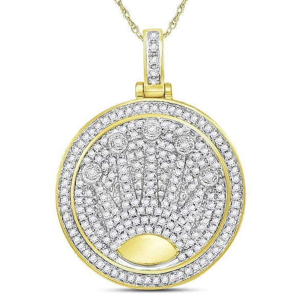 10kt Yellow Gold Men's Round Diamond King Crown Charm Pendant 7-8 Cttw - FREE Shipping (US/CAN)-Men's Charms-JadeMoghul Inc.