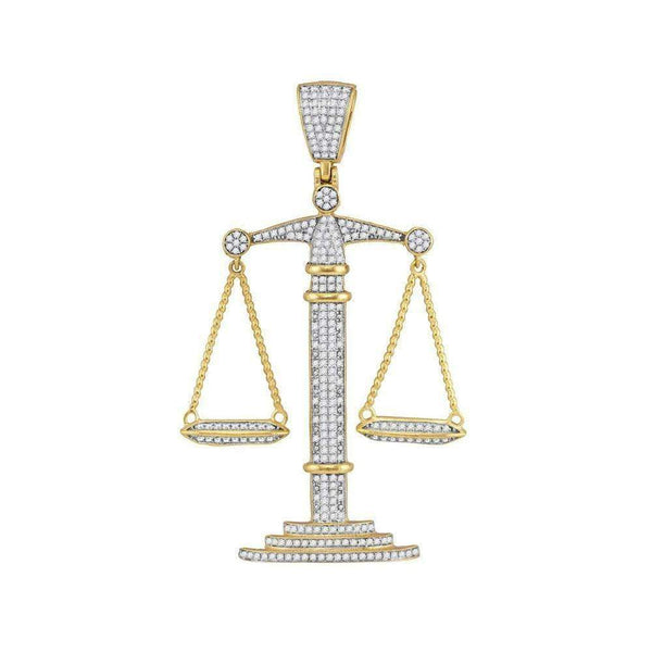 10kt Yellow Gold Men's Round Diamond Scales of Justice Charm Pendant 1.00 Cttw - FREE Shipping (US/CAN)-Men's Charms-JadeMoghul Inc.