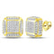 10kt Yellow Gold Mens Round Diamond Square Cluster Stud Earrings 1-2 Cttw - FREE Shipping (US/CAN)-Gold & Diamond Men Earrings-JadeMoghul Inc.