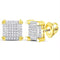 10kt Yellow Gold Mens Round Diamond Square Cluster Stud Earrings 1-6 Cttw - FREE Shipping (US/CAN)-Gold & Diamond Men Earrings-JadeMoghul Inc.