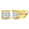 10kt Yellow Gold Mens Round Diamond Square Milgrain Cluster Earrings 1-10 Cttw-Gold & Diamond Men Earrings-JadeMoghul Inc.