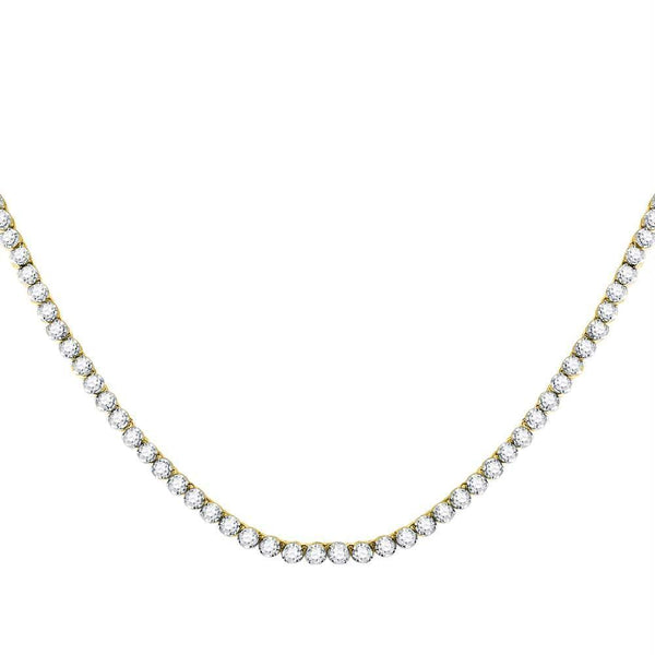 10kt Yellow Gold Men's Solitaire Linked 22" Necklace-Gold & Diamond Men Charms & Pendants-JadeMoghul Inc.