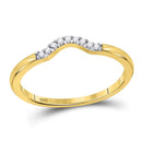 10kt Yellow Gold Women's Diamond Contoured Solitaire Enhancer Wedding Band 1/20 Cttw-Gold & Diamond Bands-JadeMoghul Inc.
