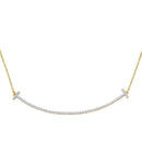 10kt Yellow Gold Women's Diamond Curved Bar Necklace 1/3 Cttw-Gold & Diamond Pendants & Necklaces-JadeMoghul Inc.