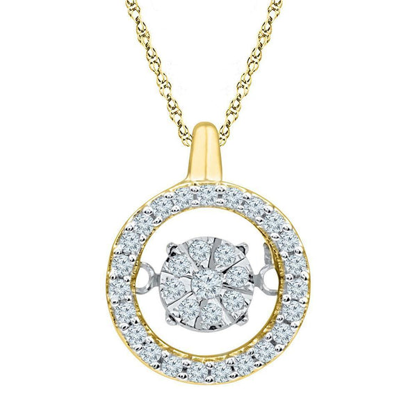 10kt Yellow Gold Women's Diamond Dangle Pendant 1/5 Cttw-Gold & Diamond Pendants & Necklaces-JadeMoghul Inc.