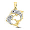 10kt Yellow Gold Women's Diamond Double Dolphin Animal Pendant 1/3 Cttw-Gold & Diamond Pendants & Necklaces-JadeMoghul Inc.