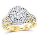 10kt Yellow Gold Women's Diamond Flower Bridal Ring Band Set-Gold & Diamond Wedding Jewelry-5-JadeMoghul Inc.