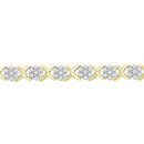 10kt Yellow Gold Women's Diamond Flower Fashion Bracelet-Gold & Diamond Bracelets-JadeMoghul Inc.