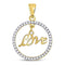 10kt Yellow Gold Women's Diamond Heart Love Circle Pendant 1/4 Cttw-Gold & Diamond Pendants & Necklaces-JadeMoghul Inc.