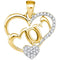 10kt Yellow Gold Women's Diamond Mom Heart Pendant 1/6 Cttw-Gold & Diamond Pendants & Necklaces-JadeMoghul Inc.