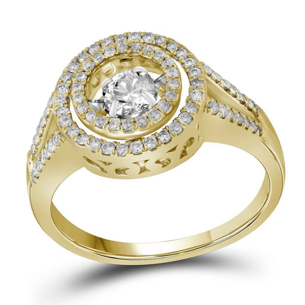 10kt Yellow Gold Women's Diamond Moving Twinkle Bridal or Engagement Ring 5/8 Cttw-Gold & Diamond Wedding Jewelry-JadeMoghul Inc.