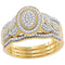 10kt Yellow Gold Womens Diamond Oval Cluster Milgrain 3-Piece Bridal Wedding Engagement Ring Band Set 3-8 Cttw-Gold & Diamond Wedding Ring Sets-JadeMoghul Inc.