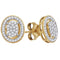 10kt Yellow Gold Women's Diamond Oval Framed Cluster Screwback Earrings 1/4 Cttw-Gold & Diamond Earrings-JadeMoghul Inc.