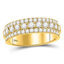 10kt Yellow Gold Women's Diamond Triple Row Comfort Wedding Band 1.00 Cttw-Gold & Diamond Bands-JadeMoghul Inc.