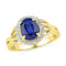10kt Yellow Gold Women's Oval Lab-Created Blue Sapphire Solitaire Diamond Ring .02 Cttw - FREE Shipping (US/CAN)-Gold & Diamond Fashion Rings-5-JadeMoghul Inc.