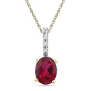 10kt Yellow Gold Women's Oval Lab-Created Ruby Solitaire Diamond Pendant 1.00 Cttw - FREE Shipping (US/CAN)-Gold & Diamond Pendants & Necklaces-JadeMoghul Inc.