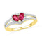 10kt Yellow Gold Women's Pear Lab-Created Ruby Heart Split-shank Ring 3/4 Cttw - FREE Shipping (US/CAN)-Gold & Diamond Heart Rings-5-JadeMoghul Inc.