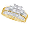 10kt Yellow Gold Women's Princess Diamond Bridal Wedding Engagement Ring Band Set 1-2 Cttw - FREE Shipping (US/CAN) - Size 6-Gold & Diamond Wedding Ring Sets-JadeMoghul Inc.