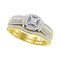 10kt Yellow Gold Womens Princess Diamond Bridal Wedding Engagement Ring Band Set 1/2 Cttw-Gold & Diamond Wedding Ring Sets-9-JadeMoghul Inc.