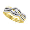 10kt Yellow Gold Womens Princess Diamond Bridal Wedding Engagement Ring Band Set 1/3 Cttw-Gold & Diamond Wedding Ring Sets-7.5-JadeMoghul Inc.