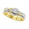 10kt Yellow Gold Womens Princess Diamond Bridal Wedding Engagement Ring Band Set 1/3 Cttw-Gold & Diamond Wedding Ring Sets-8.5-JadeMoghul Inc.