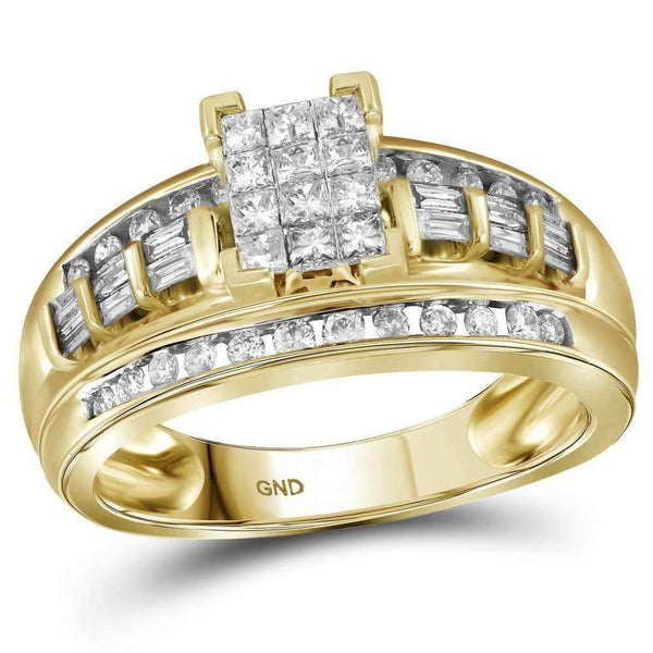 10kt Yellow Gold Womens Princess Diamond Cluster Bridal Wedding Engagement Ring 1/2 Cttw - FREE Shipping (US/CAN) - Size 7.5-Gold & Diamond Engagement & Anniversary Rings-8-JadeMoghul Inc.