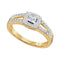 10kt Yellow Gold Womens Princess Diamond Cluster Bridal Wedding Engagement Ring 1/5 Cttw-Gold & Diamond Engagement & Anniversary Rings-6.5-JadeMoghul Inc.