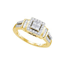 10kt Yellow Gold Women's Princess Diamond Halo Bridal Wedding Engagement Ring 1/2 Cttw - FREE Shipping (US/CAN)-Gold & Diamond Engagement & Anniversary Rings-5-JadeMoghul Inc.