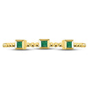 10kt Yellow Gold Women's Princess Emerald Beaded 3-stone Stackable Band Ring .03 Cttw-Gold & Diamond Rings-JadeMoghul Inc.