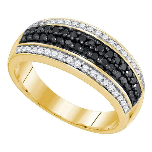 10kt Yellow Gold Women's Round Black Color Enhanced Diamond Band Ring 1/2 Cttw - FREE Shipping (US/CAN)-Gold & Diamond Bands-5-JadeMoghul Inc.
