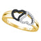 10kt Yellow Gold Women's Round Black Color Enhanced Diamond Heart Love Ring 1/6 Cttw - FREE Shipping (US/CAN)-Gold & Diamond Heart Rings-5-JadeMoghul Inc.