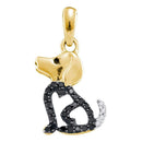 10kt Yellow Gold Women's Round Black Color Enhanced Diamond Puppy Dog Doggy Animal Pendant 1-8 Cttw - FREE Shipping (US/CAN)-Gold & Diamond Pendants & Necklaces-JadeMoghul Inc.