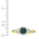 10kt Yellow Gold Women's Round Blue Color Enhanced Diamond Cluster Ring 1/4 Cttw - FREE Shipping (US/CAN)-Gold & Diamond Cluster Rings-6-JadeMoghul Inc.