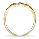 10kt Yellow Gold Women's Round Blue Color Enhanced Diamond Crossover Band Ring 1-6 Cttw - FREE Shipping (US/CAN)-Gold & Diamond Fashion Rings-JadeMoghul Inc.