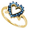 10kt Yellow Gold Women's Round Blue Color Enhanced Diamond Heart Love Ring 1/4 Cttw - FREE Shipping (US/CAN)-Gold & Diamond Heart Rings-5.5-JadeMoghul Inc.