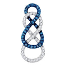 10kt Yellow Gold Women's Round Blue Color Enhanced Diamond Linked Infinity Pendant 1-4 Cttw - FREE Shipping (US/CAN)-Gold & Diamond Pendants & Necklaces-JadeMoghul Inc.