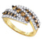 10kt Yellow Gold Women's Round Brown Color Enhanced Diamond Band Ring 1.00 Cttw - FREE Shipping (US/CAN)-Gold & Diamond Bands-JadeMoghul Inc.