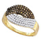 10kt Yellow Gold Womens Round Brown Color Enhanced Diamond Fashion Ring 3-4 Cttw-Gold & Diamond Bands-JadeMoghul Inc.