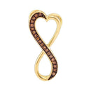 10kt Yellow Gold Women's Round Cognac-brown Color Enhanced Diamond Heart Infinity Pendant 1-10 Cttw - FREE Shipping (US/CAN)-Gold & Diamond Pendants & Necklaces-JadeMoghul Inc.