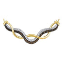 10kt Yellow Gold Women's Round Cognac-brown Color Enhanced Diamond Infinity Pendant Necklace 1-3 Cttw - FREE Shipping (US/CAN)-Gold & Diamond Pendants & Necklaces-JadeMoghul Inc.