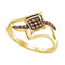 10kt Yellow Gold Womens Round Cognac-brown Color Enhanced Diamond Square Cluster Ring 1/6 Cttw - FREE Shipping (US/CAN)-Gold & Diamond Fashion Rings-6.5-JadeMoghul Inc.