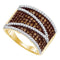 10kt Yellow Gold Women's Round Cognac-brown Color Enhanced Diamond Stripe Band Ring 1.00 Cttw - FREE Shipping (US/CAN)-Gold & Diamond Bands-6-JadeMoghul Inc.