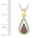 10kt Yellow Gold Women's Round Cognac-brown Color Enhanced Diamond Teardrop Cluster Pendant 1-4 Cttw - FREE Shipping (US/CAN)-Gold & Diamond Pendants & Necklaces-JadeMoghul Inc.