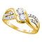 10kt Yellow Gold Womens Round Diamond 2-stone Bridal Wedding Engagement Ring 5-8 Cttw-Gold & Diamond Engagement & Anniversary Rings-JadeMoghul Inc.